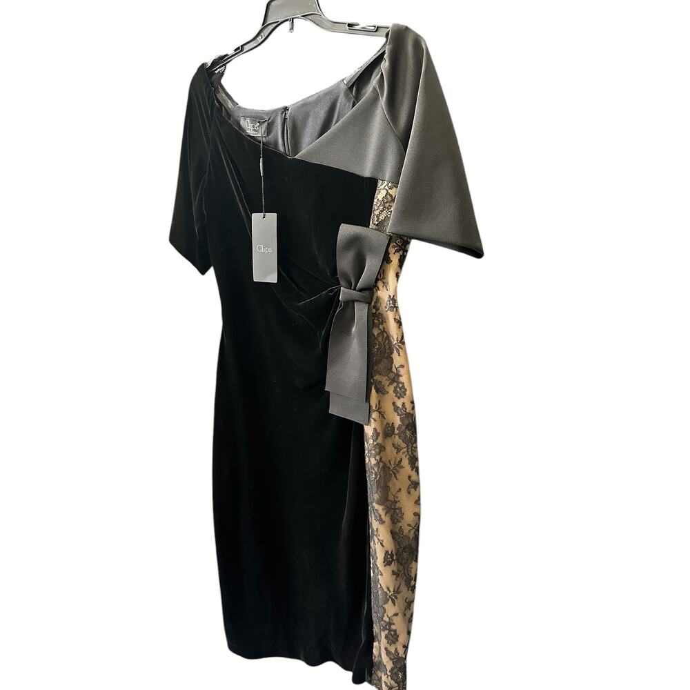 CLIPS DESIGNER COUTURE WANDAMODE 20121‎ MILANO BLACK/GOLD LACE DRESS SzL $1003